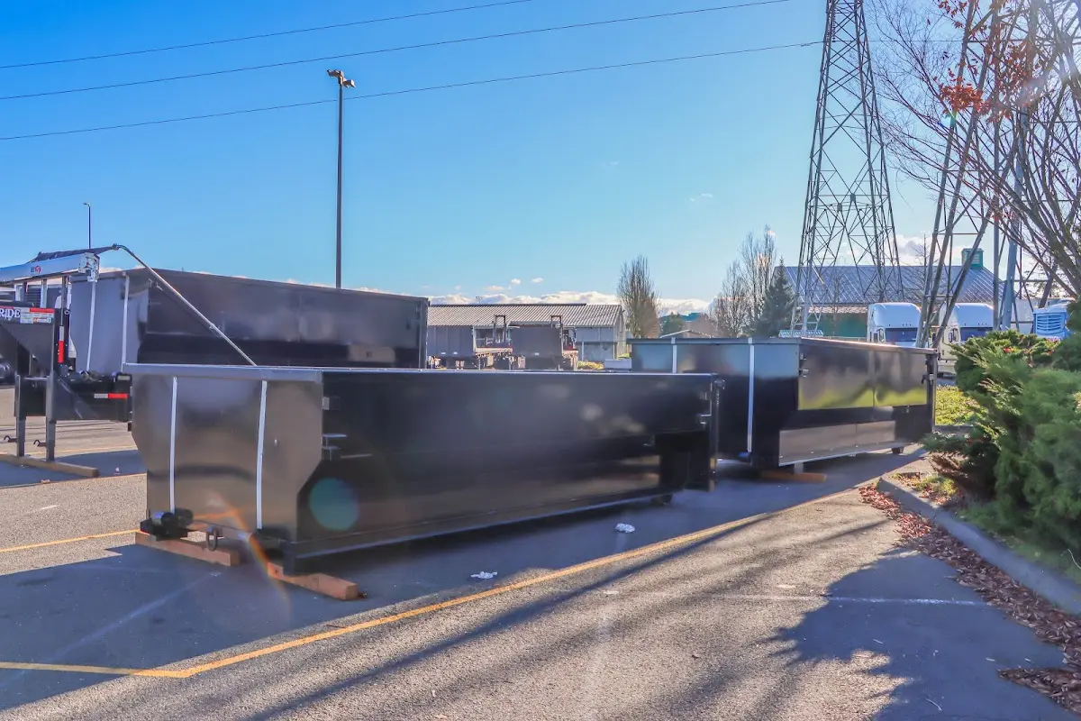 Roll-off dumpster ready for waste disposal at job site for 4 Yard Dumpster Rental in Waldwick
